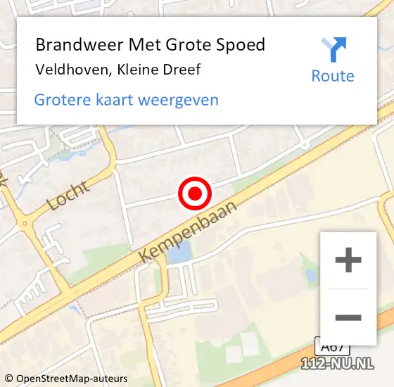 Locatie op kaart van de 112 melding: Brandweer Met Grote Spoed Naar Veldhoven, Kleine Dreef op 3 april 2024 11:42