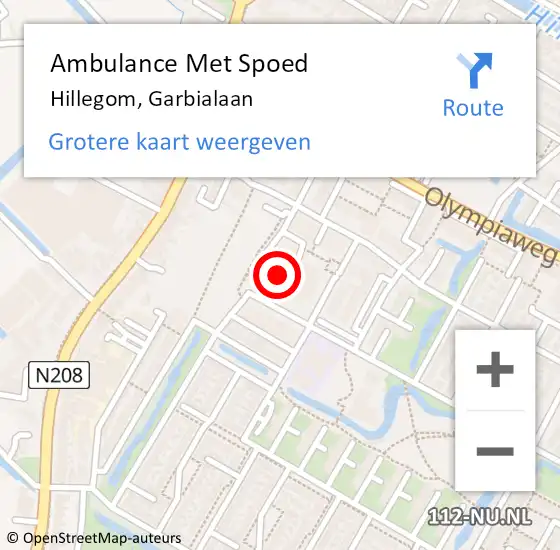 Locatie op kaart van de 112 melding: Ambulance Met Spoed Naar Hillegom, Garbialaan op 3 april 2024 12:18