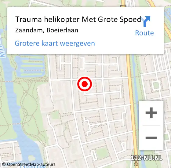 Locatie op kaart van de 112 melding: Trauma helikopter Met Grote Spoed Naar Zaandam, Boeierlaan op 3 april 2024 12:20
