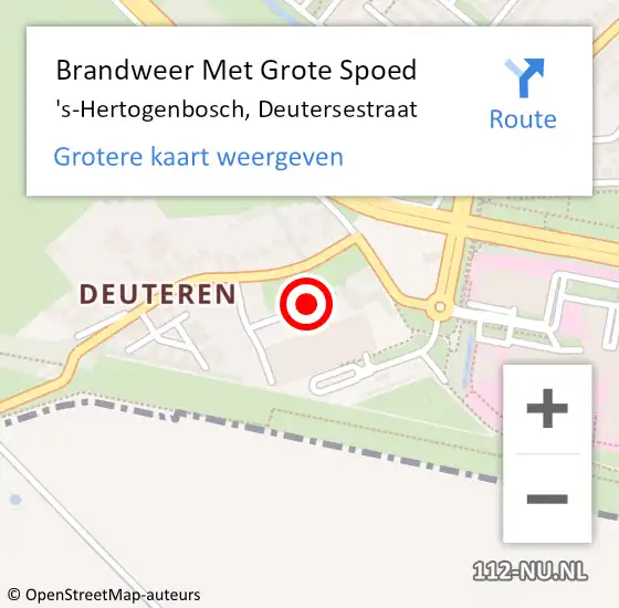 Locatie op kaart van de 112 melding: Brandweer Met Grote Spoed Naar 's-Hertogenbosch, Deutersestraat op 3 april 2024 12:25