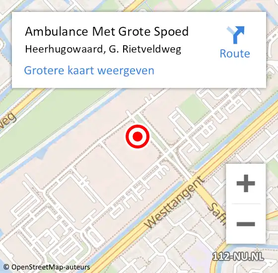 Locatie op kaart van de 112 melding: Ambulance Met Grote Spoed Naar Heerhugowaard, G. Rietveldweg op 3 april 2024 12:37
