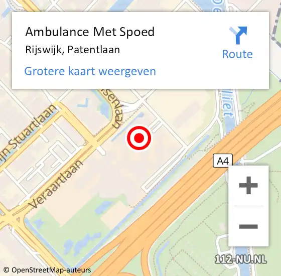 Locatie op kaart van de 112 melding: Ambulance Met Spoed Naar Rijswijk, Patentlaan op 3 april 2024 12:39