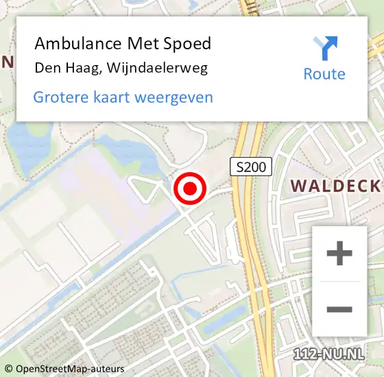 Locatie op kaart van de 112 melding: Ambulance Met Spoed Naar Den Haag, Wijndaelerweg op 3 april 2024 12:40