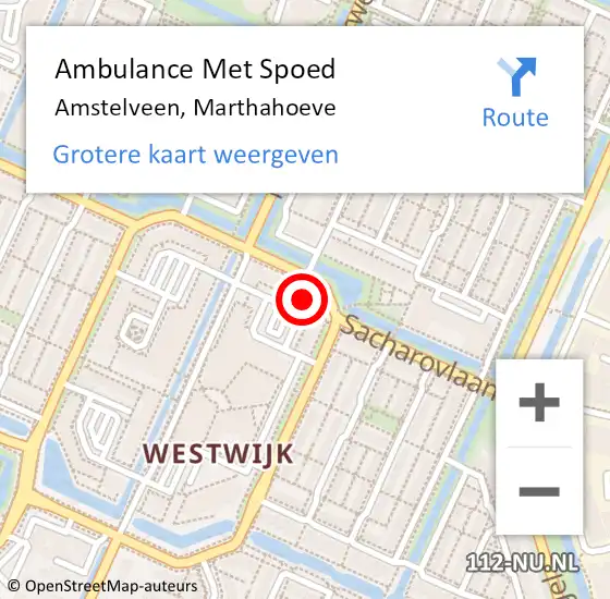 Locatie op kaart van de 112 melding: Ambulance Met Spoed Naar Amstelveen, Marthahoeve op 3 april 2024 12:40