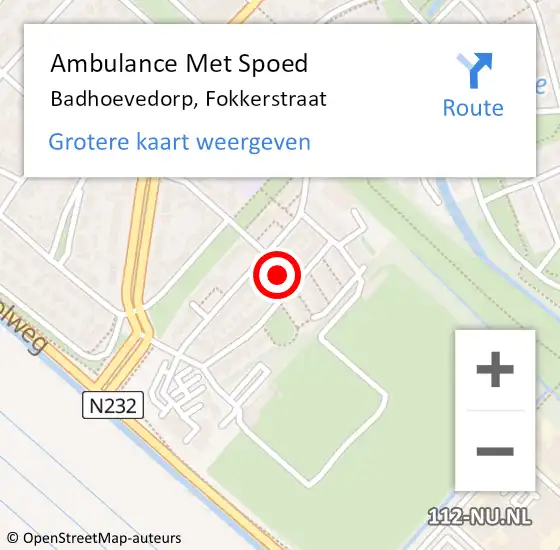 Locatie op kaart van de 112 melding: Ambulance Met Spoed Naar Badhoevedorp, Fokkerstraat op 3 april 2024 12:44