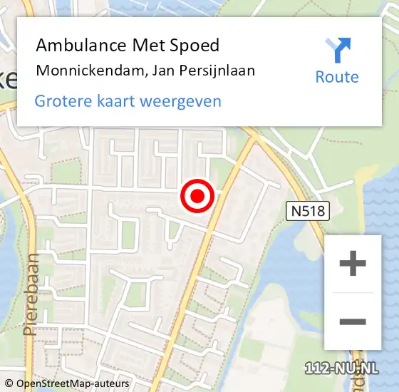 Locatie op kaart van de 112 melding: Ambulance Met Spoed Naar Monnickendam, Jan Persijnlaan op 3 april 2024 12:46