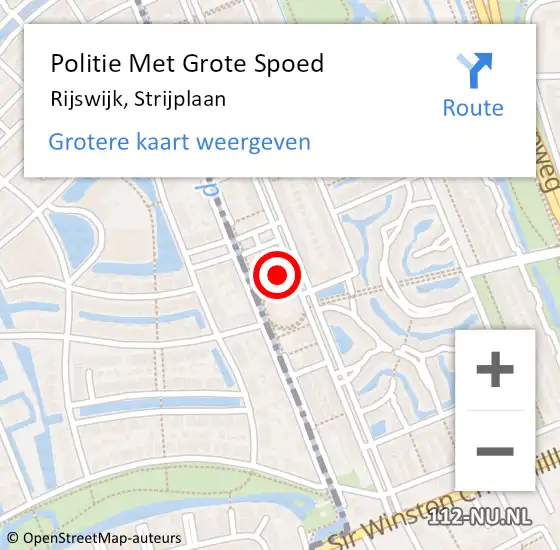 Locatie op kaart van de 112 melding: Politie Met Grote Spoed Naar Rijswijk, Strijplaan op 3 april 2024 12:46