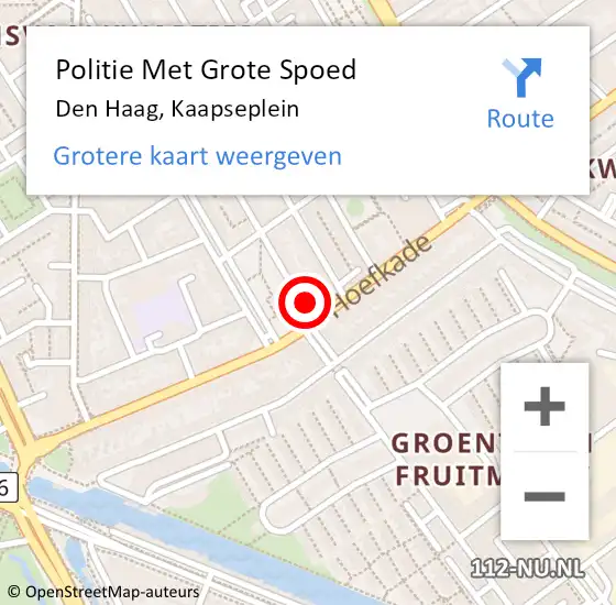 Locatie op kaart van de 112 melding: Politie Met Grote Spoed Naar Den Haag, Kaapseplein op 3 april 2024 12:48