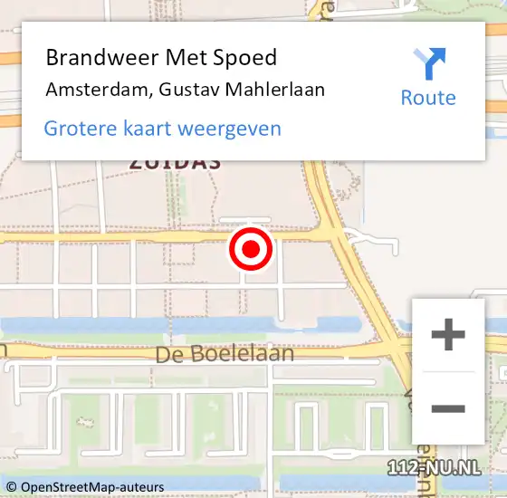 Locatie op kaart van de 112 melding: Brandweer Met Spoed Naar Amsterdam, Gustav Mahlerlaan op 3 april 2024 13:00