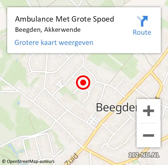 Locatie op kaart van de 112 melding: Ambulance Met Grote Spoed Naar Beegden, Akkerwende op 3 april 2024 13:04