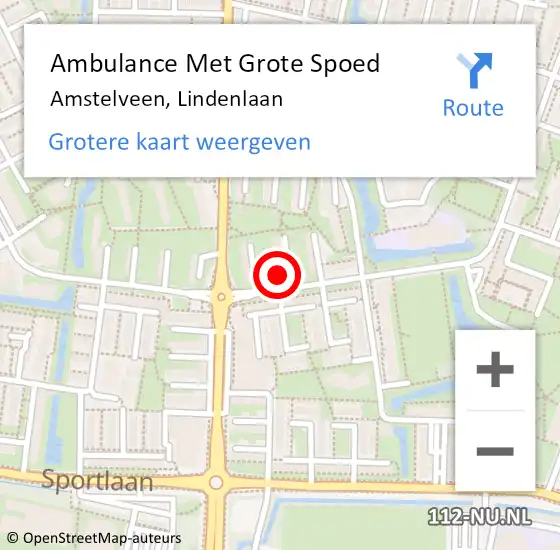 Locatie op kaart van de 112 melding: Ambulance Met Grote Spoed Naar Amstelveen, Lindenlaan op 3 april 2024 13:05