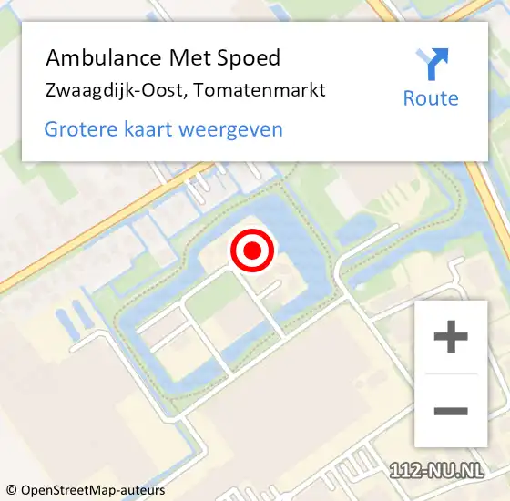 Locatie op kaart van de 112 melding: Ambulance Met Spoed Naar Zwaagdijk-Oost, Tomatenmarkt op 3 april 2024 13:14