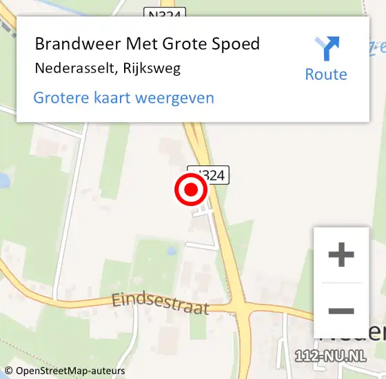 Locatie op kaart van de 112 melding: Brandweer Met Grote Spoed Naar Nederasselt, Rijksweg op 3 april 2024 13:31