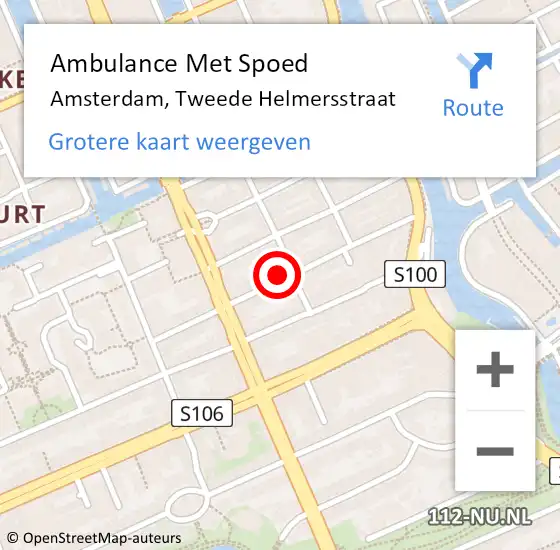Locatie op kaart van de 112 melding: Ambulance Met Spoed Naar Amsterdam, Tweede Helmersstraat op 3 april 2024 14:03