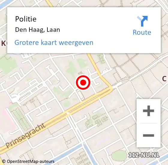 Locatie op kaart van de 112 melding: Politie Den Haag, Laan op 3 april 2024 14:08