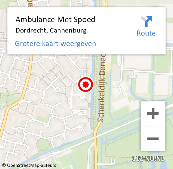 Locatie op kaart van de 112 melding: Ambulance Met Spoed Naar Dordrecht, Cannenburg op 3 april 2024 14:09