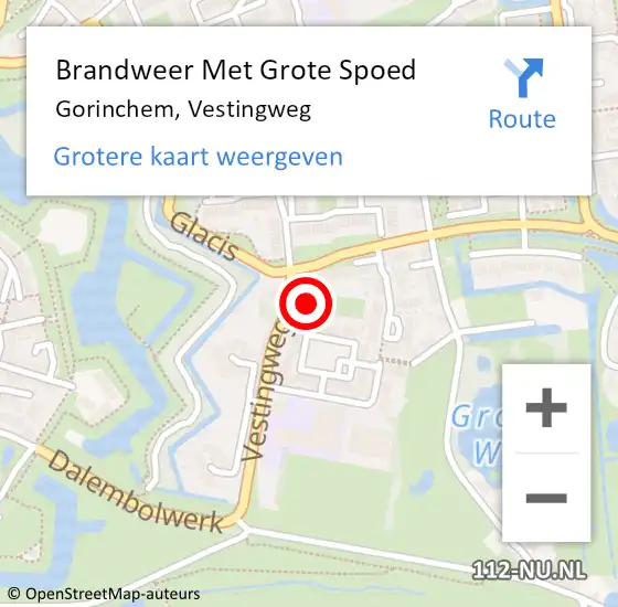 Locatie op kaart van de 112 melding: Brandweer Met Grote Spoed Naar Gorinchem, Vestingweg op 3 april 2024 14:43