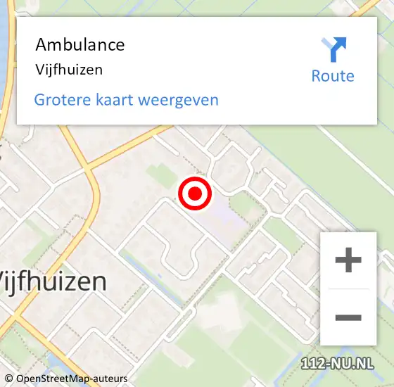 Locatie op kaart van de 112 melding: Ambulance Vijfhuizen op 3 april 2024 14:47