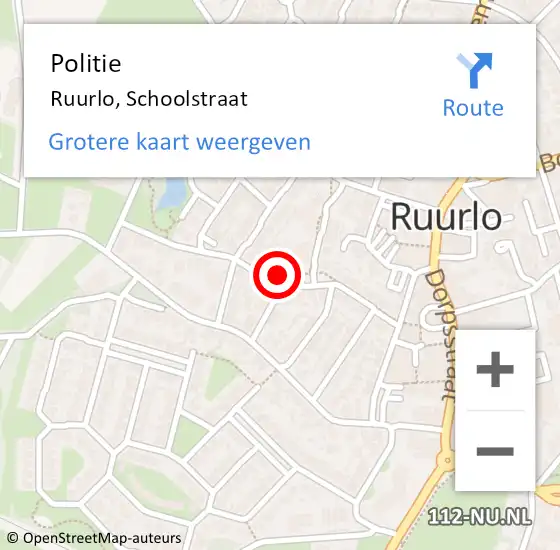Locatie op kaart van de 112 melding: Politie Ruurlo, Schoolstraat op 3 april 2024 14:50