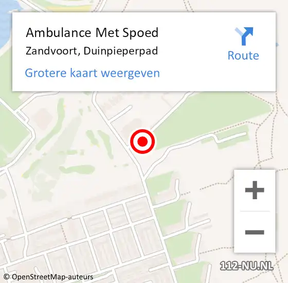 Locatie op kaart van de 112 melding: Ambulance Met Spoed Naar Zandvoort, Duinpieperpad op 3 april 2024 15:00