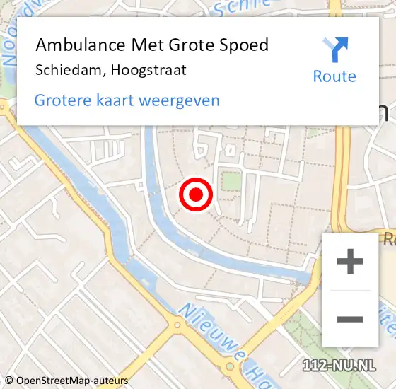 Locatie op kaart van de 112 melding: Ambulance Met Grote Spoed Naar Schiedam, Hoogstraat op 3 april 2024 15:55