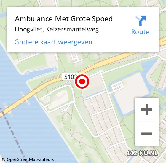 Locatie op kaart van de 112 melding: Ambulance Met Grote Spoed Naar Hoogvliet, Keizersmantelweg op 3 april 2024 16:20