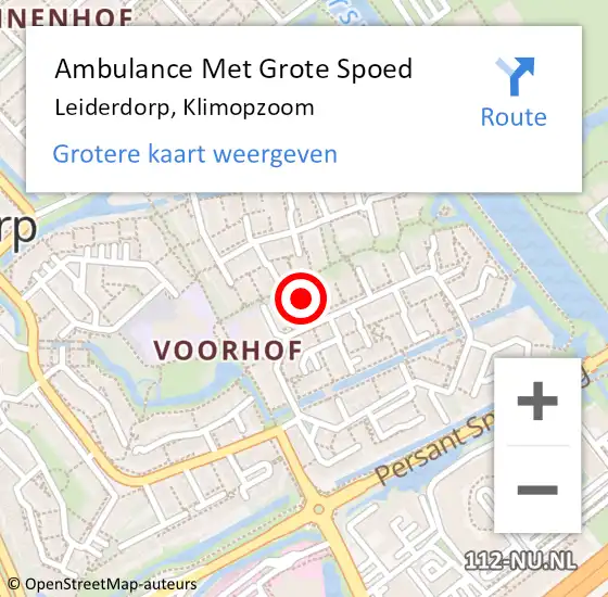 Locatie op kaart van de 112 melding: Ambulance Met Grote Spoed Naar Leiderdorp, Klimopzoom op 3 april 2024 16:23