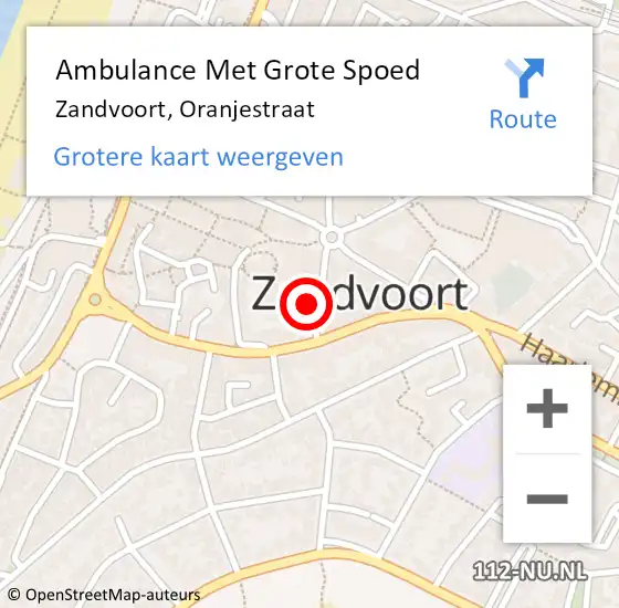 Locatie op kaart van de 112 melding: Ambulance Met Grote Spoed Naar Zandvoort, Oranjestraat op 3 april 2024 16:45