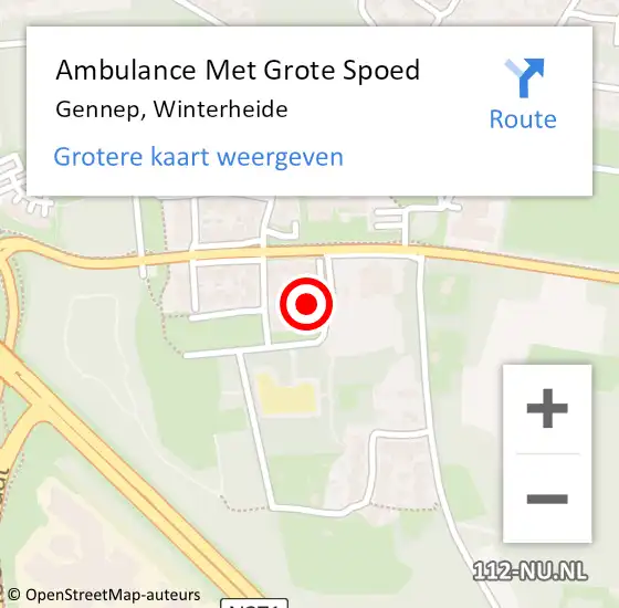 Locatie op kaart van de 112 melding: Ambulance Met Grote Spoed Naar Gennep, Winterheide op 3 april 2024 16:57