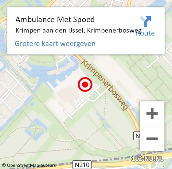 Locatie op kaart van de 112 melding: Ambulance Met Spoed Naar Krimpen aan den IJssel, Krimpenerbosweg op 3 april 2024 17:05