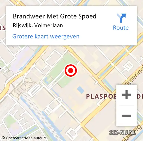 Locatie op kaart van de 112 melding: Brandweer Met Grote Spoed Naar Rijswijk, Volmerlaan op 3 april 2024 17:32
