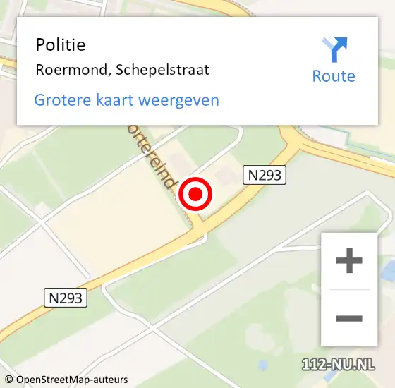 Locatie op kaart van de 112 melding: Politie Roermond, Schepelstraat op 3 april 2024 17:58