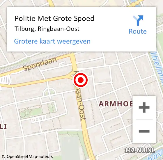Locatie op kaart van de 112 melding: Politie Met Grote Spoed Naar Tilburg, Ringbaan-Oost op 3 april 2024 17:59
