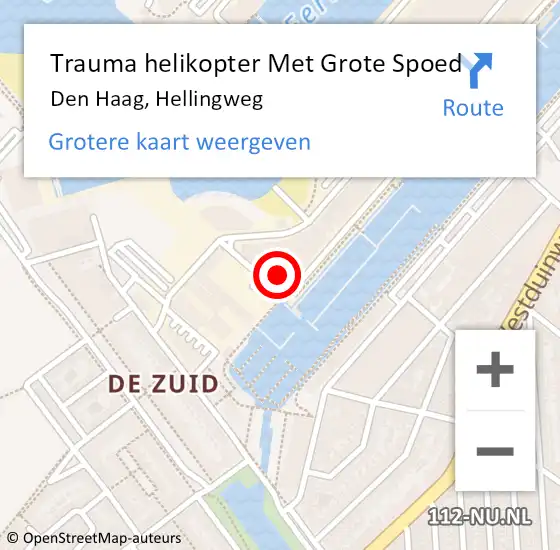 Locatie op kaart van de 112 melding: Trauma helikopter Met Grote Spoed Naar Den Haag, Hellingweg op 3 april 2024 18:39