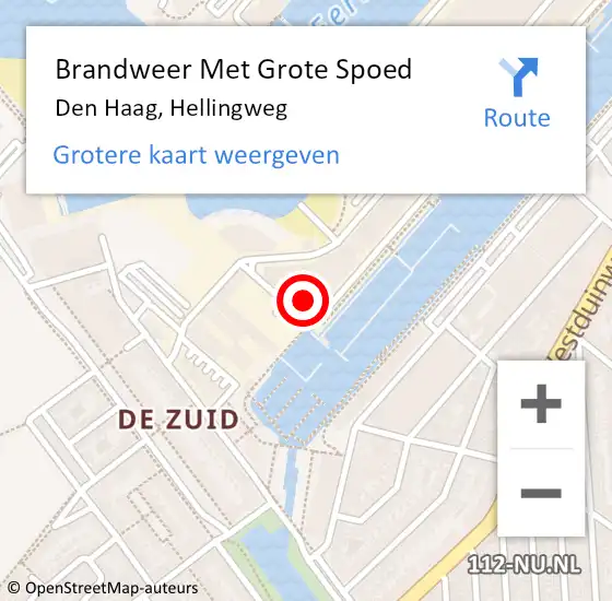 Locatie op kaart van de 112 melding: Brandweer Met Grote Spoed Naar Den Haag, Hellingweg op 3 april 2024 18:41