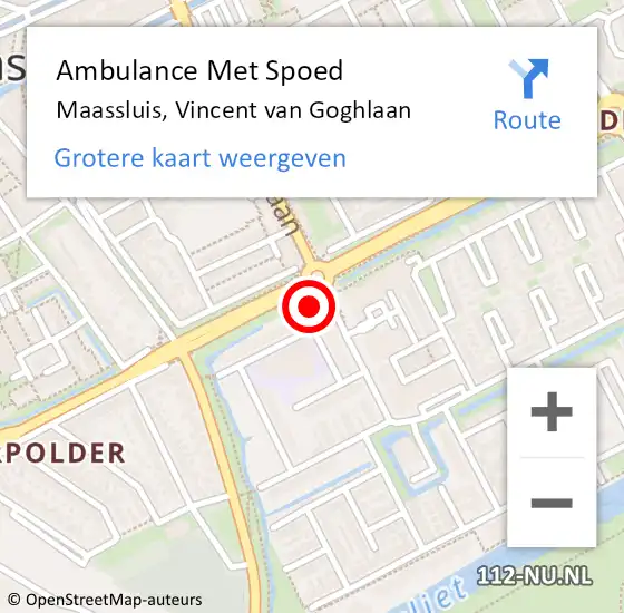 Locatie op kaart van de 112 melding: Ambulance Met Spoed Naar Maassluis, Vincent van Goghlaan op 3 april 2024 18:43