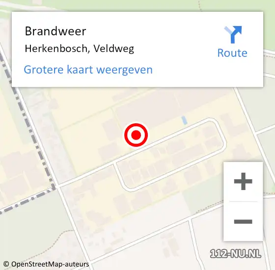 Locatie op kaart van de 112 melding: Brandweer Herkenbosch, Veldweg op 1 oktober 2014 10:22