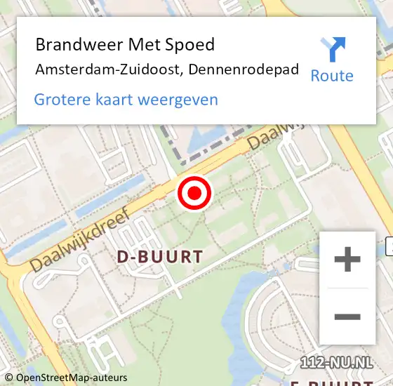 Locatie op kaart van de 112 melding: Brandweer Met Spoed Naar Amsterdam, Dennenrodepad op 3 april 2024 19:38