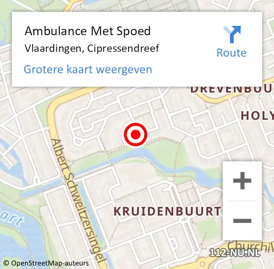 Locatie op kaart van de 112 melding: Ambulance Met Spoed Naar Vlaardingen, Cipressendreef op 3 april 2024 19:41