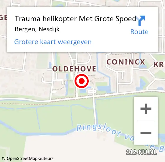 Locatie op kaart van de 112 melding: Trauma helikopter Met Grote Spoed Naar Bergen, Nesdijk op 3 april 2024 19:46