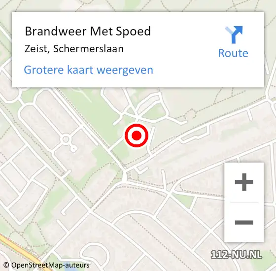 Locatie op kaart van de 112 melding: Brandweer Met Spoed Naar Zeist, Schermerslaan op 3 april 2024 20:00