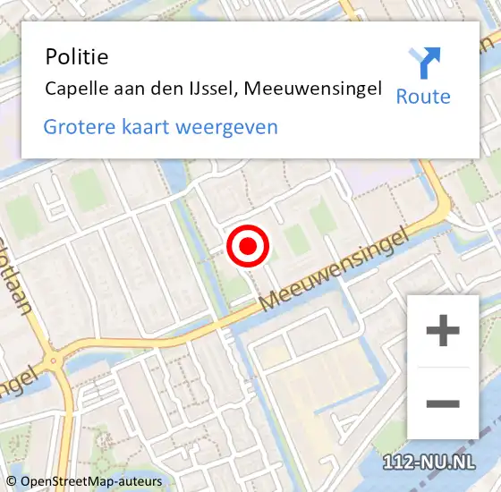 Locatie op kaart van de 112 melding: Politie Capelle aan den IJssel, Meeuwensingel op 3 april 2024 20:16