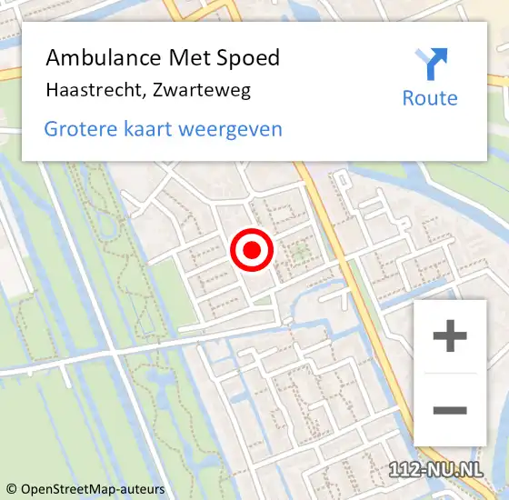 Locatie op kaart van de 112 melding: Ambulance Met Spoed Naar Haastrecht, Zwarteweg op 3 april 2024 20:22