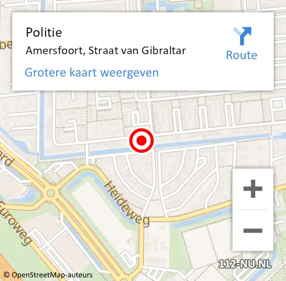 Locatie op kaart van de 112 melding: Politie Amersfoort, Straat van Gibraltar op 3 april 2024 20:23