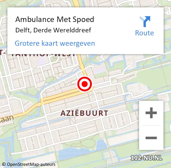 Locatie op kaart van de 112 melding: Ambulance Met Spoed Naar Delft, Derde Werelddreef op 3 april 2024 20:25