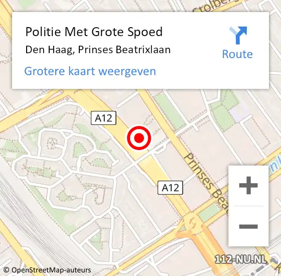 Locatie op kaart van de 112 melding: Politie Met Grote Spoed Naar Den Haag, Prinses Beatrixlaan op 3 april 2024 20:32