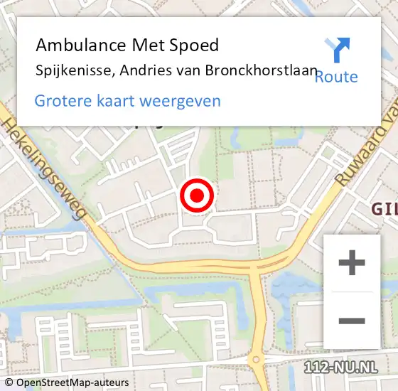 Locatie op kaart van de 112 melding: Ambulance Met Spoed Naar Spijkenisse, Andries van Bronckhorstlaan op 3 april 2024 21:04