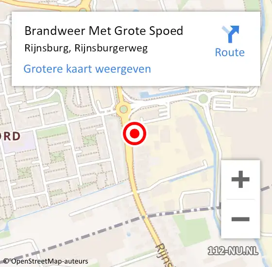 Locatie op kaart van de 112 melding: Brandweer Met Grote Spoed Naar Rijnsburg, Rijnsburgerweg op 3 april 2024 21:14