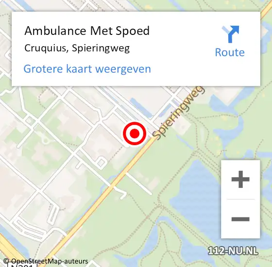 Locatie op kaart van de 112 melding: Ambulance Met Spoed Naar Cruquius, Spieringweg op 3 april 2024 21:24