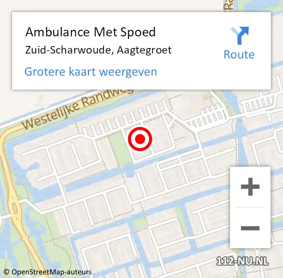 Locatie op kaart van de 112 melding: Ambulance Met Spoed Naar Zuid-Scharwoude, Aagtegroet op 3 april 2024 21:31